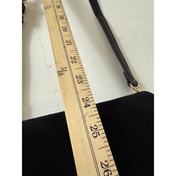 Moda Luxe Black Crossbody Bag Faux Suede Vegan Leather Tassel Accent Adjustable - Picture 12 of 16